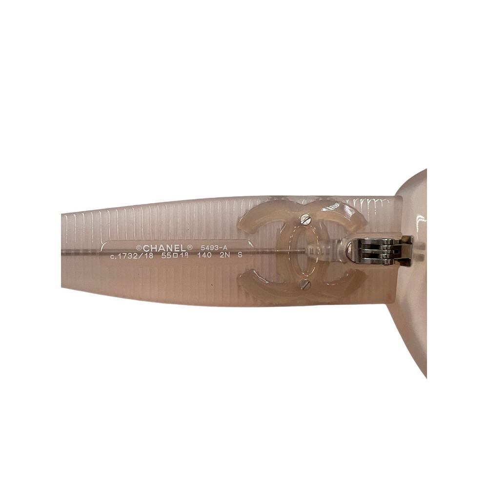 Chanel 5493-A Logo Rectangle Blush Beige Casual Designer Sunglasses - Picture 9 of 11